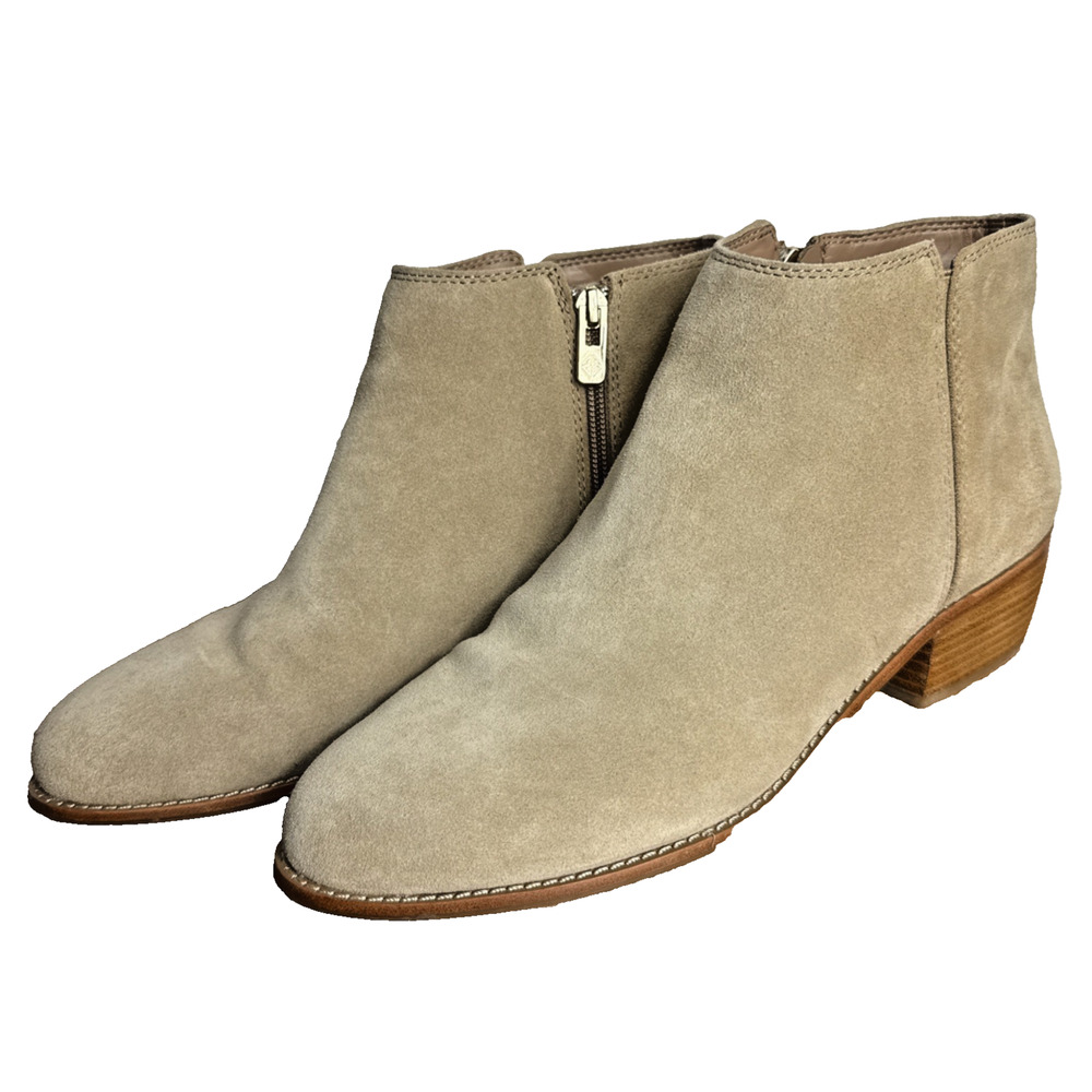 Tan Suede Heeled Ankle Boots Women's Size 10 Ash Cream Color Western Style Shoes